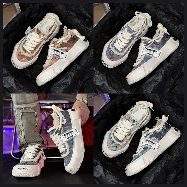 

casual shoes summer sports shoes wedge blue purple boy teenager cool mens shoes sneaker fashion lightweight Cowboy canvas brown youth 2024 size 39-44, Red