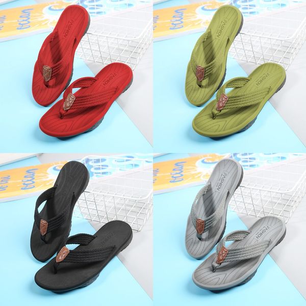 

2024 New fashion shoes Women's Summer rubber Flat bottom Red print Slippers Indoor sandal Bathroom Outdoor Pool sandy beach Flip Flops Slippers Size 36-47