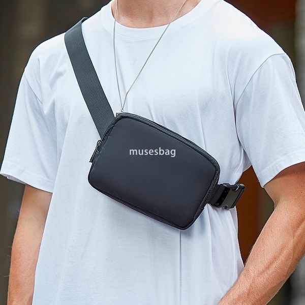 

Fashionable brand chest bag male mobile phone small body bag single-shoulder backpack male casual cross-body bag sports Fanny pack female, Black
