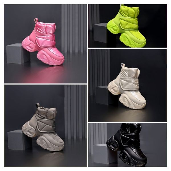 

New fashion thick bottom heightening sports leisure thick bottom trend boots non-slip warm snow boot, Black