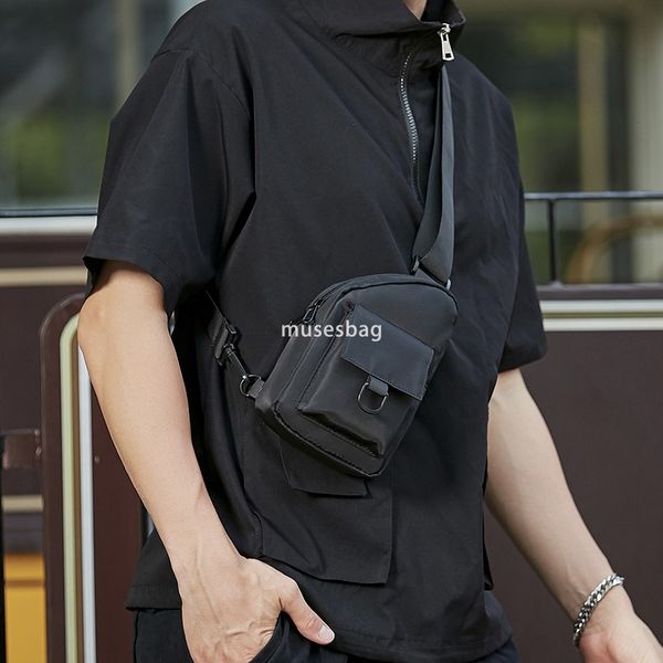 

Men's crossbody bag Casual men's bag multi-functional chest bag Japanese shoulder bag summer simple backpack fashion brand small bag, Black