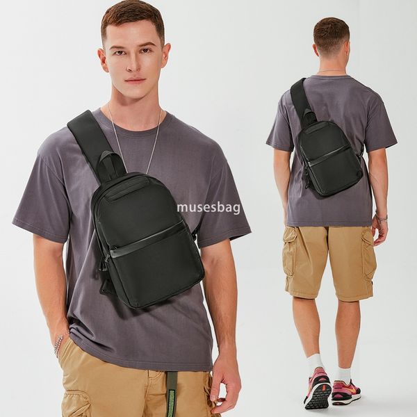 

Men's crossbody bag Casual large capacity waterproof shoulder bag Student fashion trend chest bag men's bag, Black