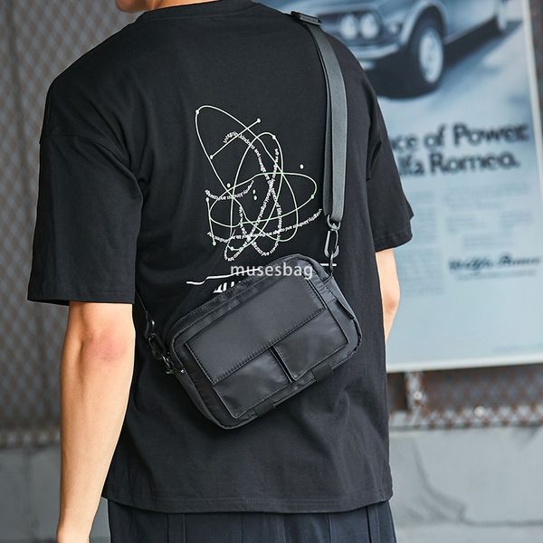 

Male crossbody bag fashion brand Korean version of all small satchel shoulder bag female casual simple backpack student Japanese bag, Black