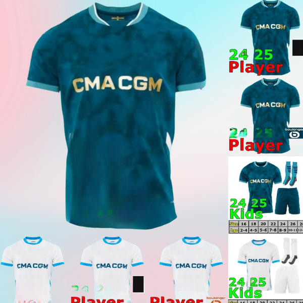 

2024 2025maillot de foot GREENWOOD Soccer jerseys OUNAHI harit OM man KIDS football shirt hommes enfants NDIAYE MOUMBAGNA Mbemba Veretout SARR player, Gold