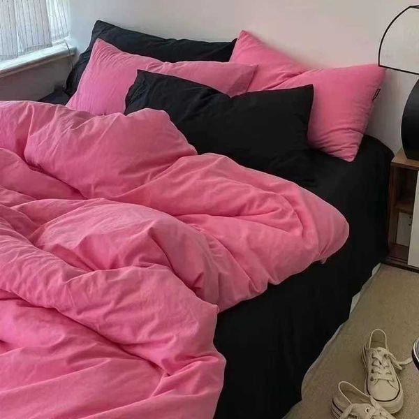 

Nordic Princess Pink Bedding Set Girls Boys Single Double Size Flat Sheet Duvet Cover Pillowcase Bed ens Home Textile Y240730, Gold