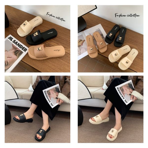 

Slippers for summer women wearing perforated shoes on the outside slip soft soles with a feeling of stepping on feces half foreskin two wearing beach sandals, Green