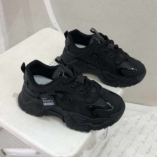 

New Fashion Shoes Free shipping lace-up Women's White Black Wear resistant sports casual Wear Height increasing thick soled shoes shoes Outdoor breathable 35-40, Grey