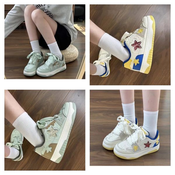 

Casual Shoes New womens boutique single shoes casual bottomed round toe white shoes outdoor walking and running, Blue