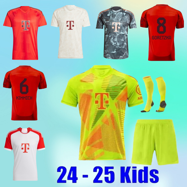 

xl lL M S24 25 KANE Soccer jerseys BAYERN DE LIGT SANE MULLER SANE GNABRY DAVIES KIMMICH 2024 2025 COMAN kids Kits Player versions Home and away gamesFootball shirts, Gold