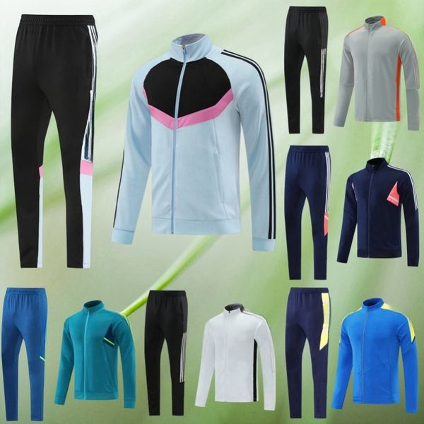 

22 23 mens soccer tracksuit jersey kit 2023 men football jerseys training tracksuits jacket set chandal futbol survetement foot, Grey