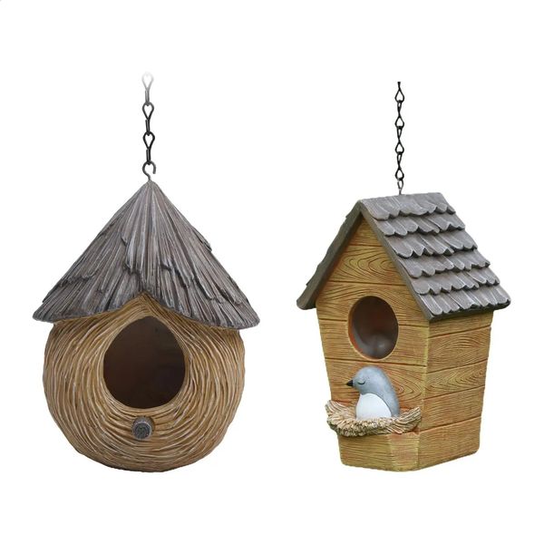 

Hanging Sculpture Garden Statue Home Decor Outdoor Decorative Bird House Rustic Novelty for Fireplace Lawn Trees Farm Farmhouse 240718