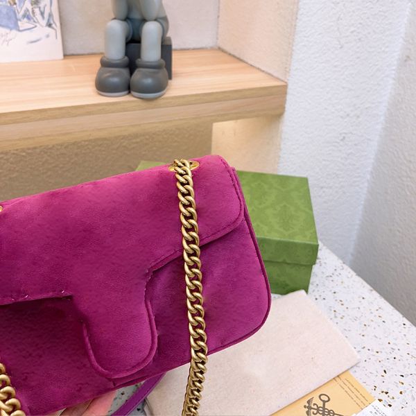 

VELVET Marmont Serial Number Handbag Heart Style Women Shoulder Bags Classic Gold Chain 26cm Bag Crossbody 16CM 23CM 27CM, Green