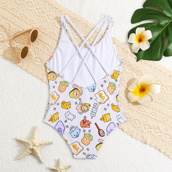 

Summer One-Pieces Bikini Swimsuit Cute Printed Kids Toddlers Bathing Suits Baby Girl Beach Swimwear -8 Children Swimming Size 90-150CM DED2407305, White