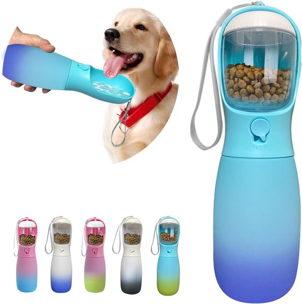 

2-in-1 Bottle, Grade Travel Bottle for Dogs with Food Container, 19Oz Portable Water Bowl Dispenser, Dog Birthday Gifts,, Beige