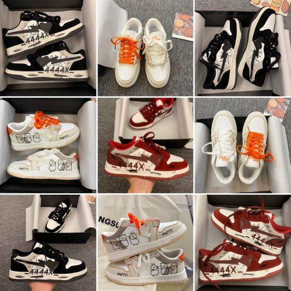 

2024 New Fashion Classic Men's and Women's Breathable Running Shoes Casual College Style Graffiti Shoes, Grey