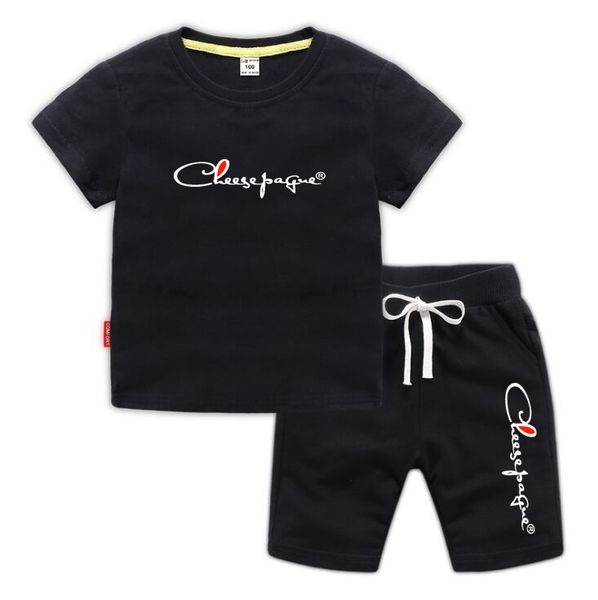 

2Pcs Fashion Children Brand Short Sleeve Shorts Sets Summer Kids Clothes Boy Girl Baby 100% Cotton Tee Pant Outfits Orange Tracksuits 2-13 Years, Red 1
