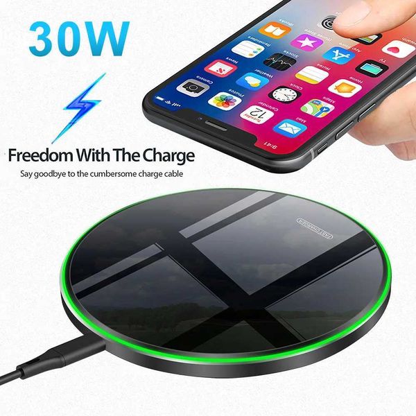 30W Wireless Charger Pad for iPhone 14 13 12 Pro Max X Samsung Phone for Qi Chargers Induction Fast Charging Dock StationM240731