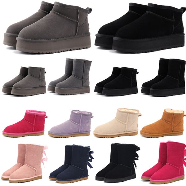 

ugggs boots designer Ultra Mini women Snow Boots brown black grey pink red blue high low keep warm trainers sneakers, Khaki