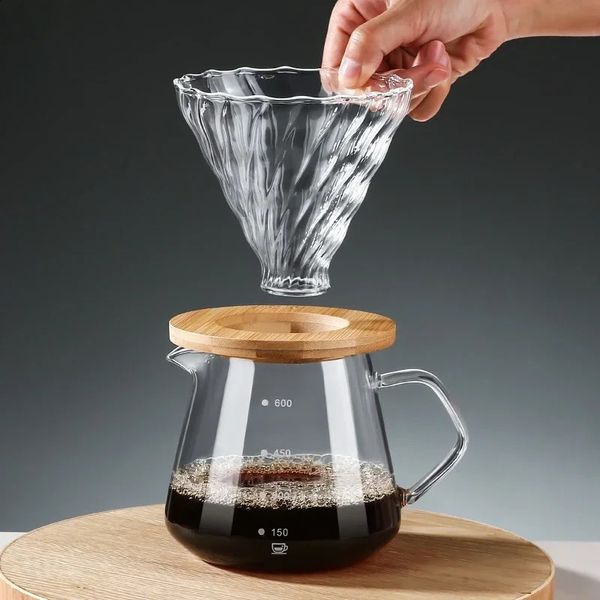 Pour Over Coffee Maker Set Glass Carafe Coffee with Glass Coffee Filter Drip Coffee Maker Set for Home or Office 600ml 300ml 240731