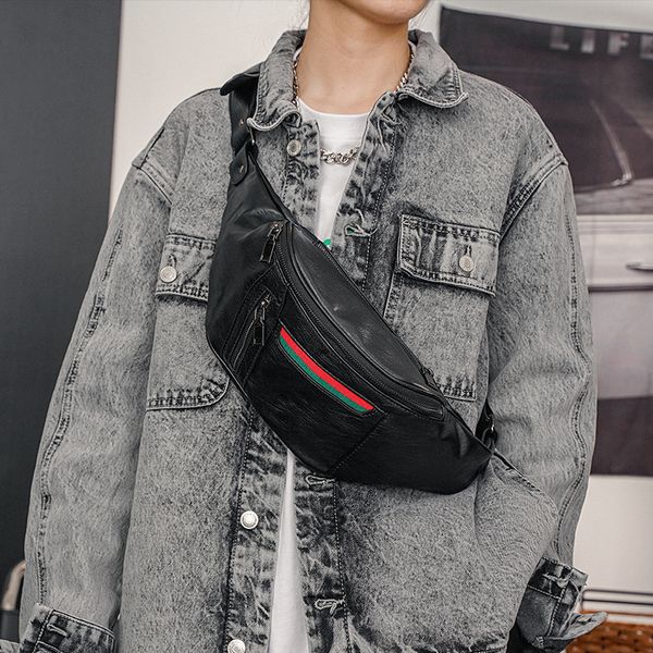 

New fashion trend simple chest bag all casual frosted waist pack men's and women's single shoulder crossbody bag wholesale, Black