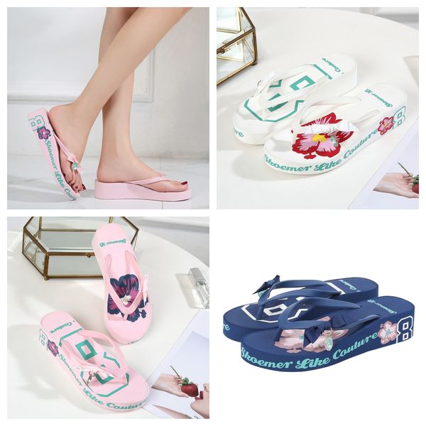 

2024 Slippers for Women Ladies Flip Flops Open Toe Flower Print Bohemian Sandals Casual Shoes slides for Women Sandals, White