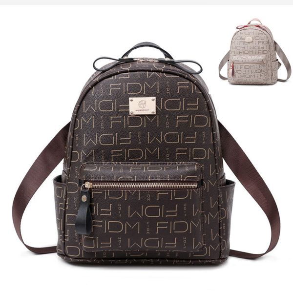 

Womens shoulder bag classic retro letters casual backpack simple zipper fashion handbag trend color matching leather womens backpack wholesale factory, Image colors-3895#