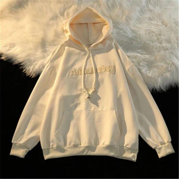 

Womens Hoodies Hikigawa Chic Fashion Autumn Korean Women Loose Preppy Letter Kawaii Cartoon Bear Drawstring Pullovers Tops Mujer, Blue