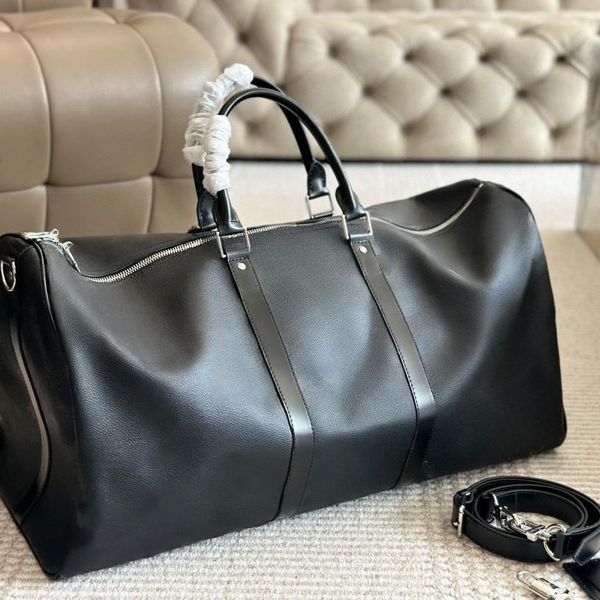 

Top Duffle Bag Designer Travel Bags Women Hand Luggage Bags Men Jacquard Genuine Leather Handbags Unisex Large CrossBody Totes, Brown