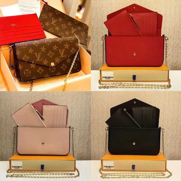 

Designer Bags Multi Felicie Pochette Women Chain Bags Wallet Messenger Leather Handbags Shoulder High Quality Flower louisvittons Purse Crossbody Bag, Brown grid