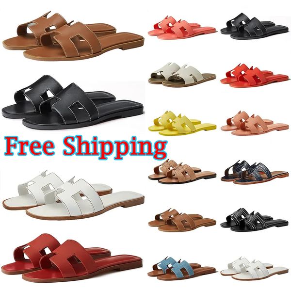 

Free Shipping designer Sandals Luxurys slides sliders Womens Slippers Floral Slipper Leather Rubber Flats black white brown Sandals Summer Shoes 36-42