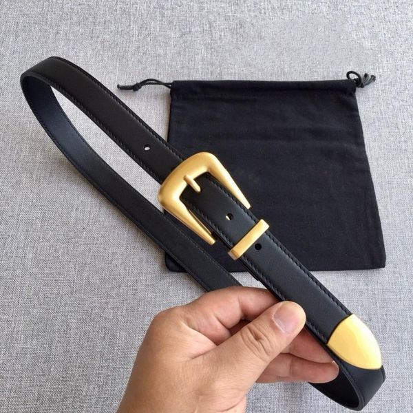 

Designer Women's Belt 2.5 CM Wide Fashion Men's Accessories Genuine Leather Belts 2 Colors Classic Needle Buckle, Gold