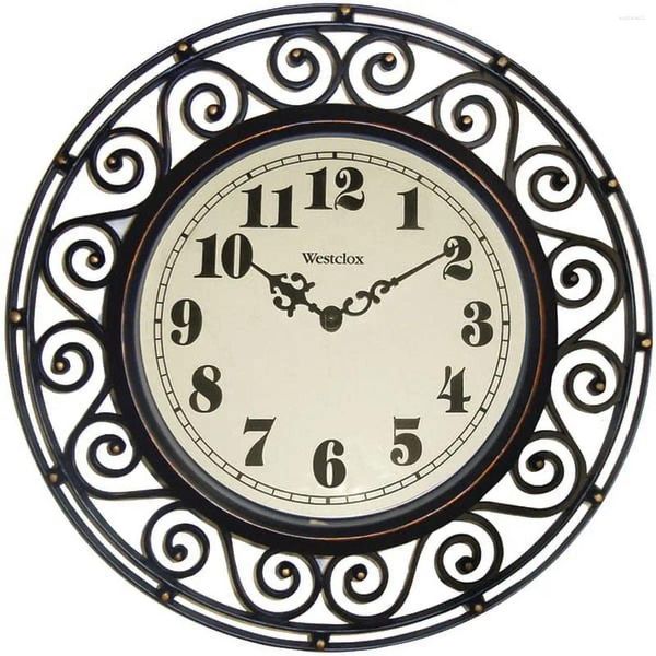 

Wrought Iron Wall Clock - Bronze Analog Quartz 12 Round Home Decor