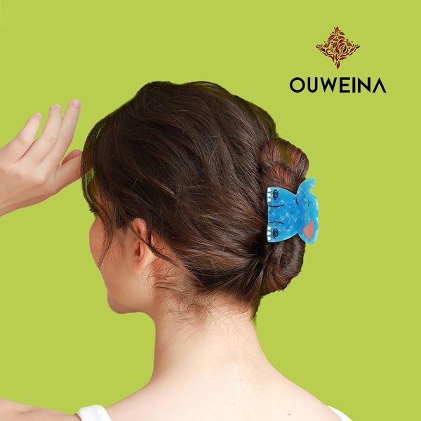 

Cute Blue Elephant Scratch Clip Medium Blue Acetate Hair Clip Female Back of Head Plate Hair Scratch Shark Clip Hair Clip Headwear