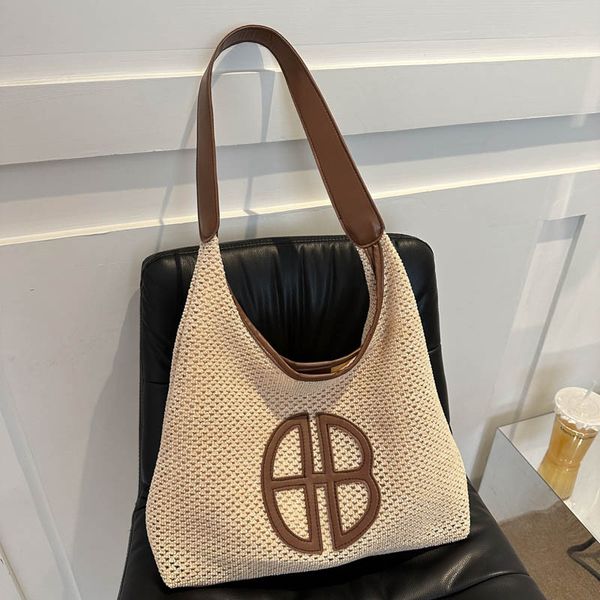 Designer Vintage woven large capacity Tote Tote Tote bag Vintage casual commuter bag