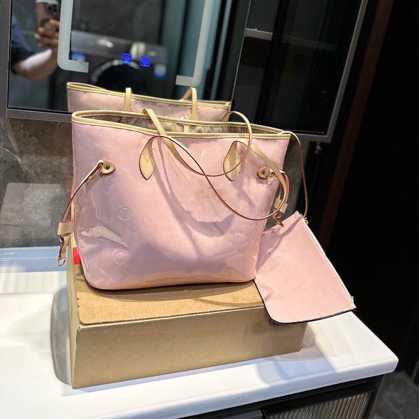 

2Pcs Set High Quality Totes Purses Patent Leather Designer Woman Handbag Women Tote Beach Bag Dhgate S Designers Messenger Bags 863 672, Blue