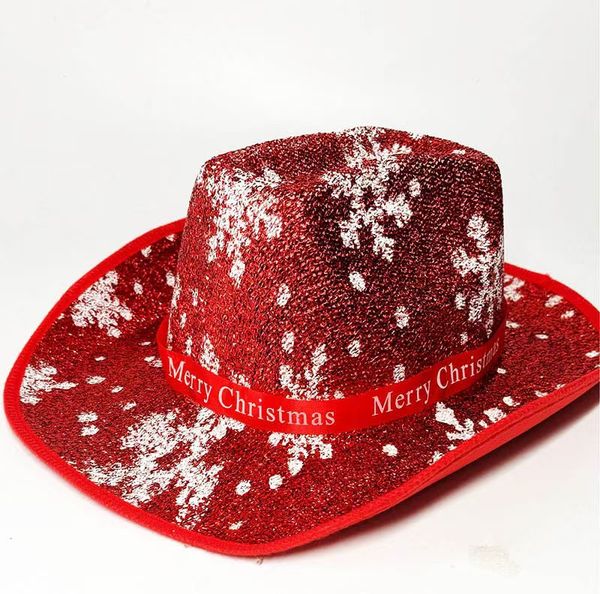 

designer cap bucket hat caps Casquette Luxe Vintage Fedora Hat Unisex Felt Ladies Cowboy Hats with Snowflake Pattern Christmas Style Top Bonnet Men's Cosplay Hat, S4