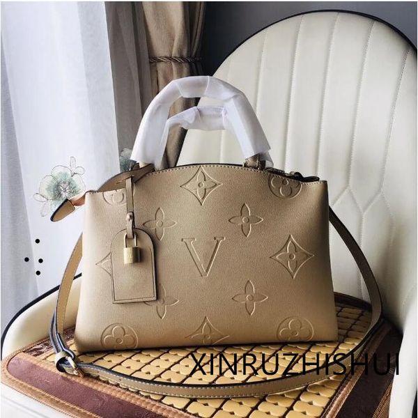 

7A PETIT PALAIS Designers shoulder with lock Genuine leather Fashion Luxurys GRAND PALAIS Embossing flower pochette Women Handbag Messenger bag, Orange