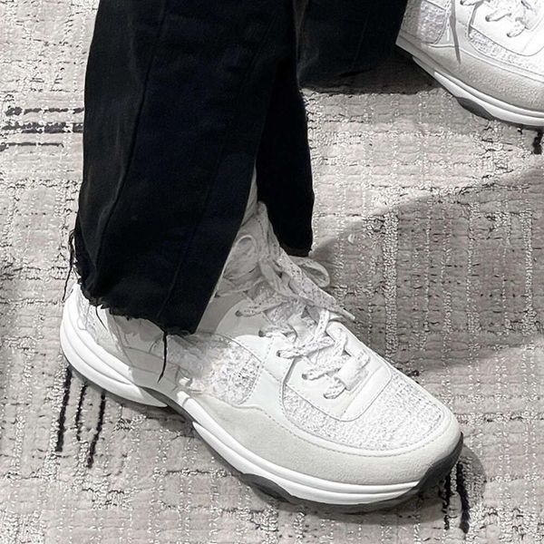 

High Version Small Fragrant Sports Shoes for Womens Spring and Autumn New Leather Versatile Dad Shoes Woolen Patchwork Color Thick Soled Casual Shoes, Pink