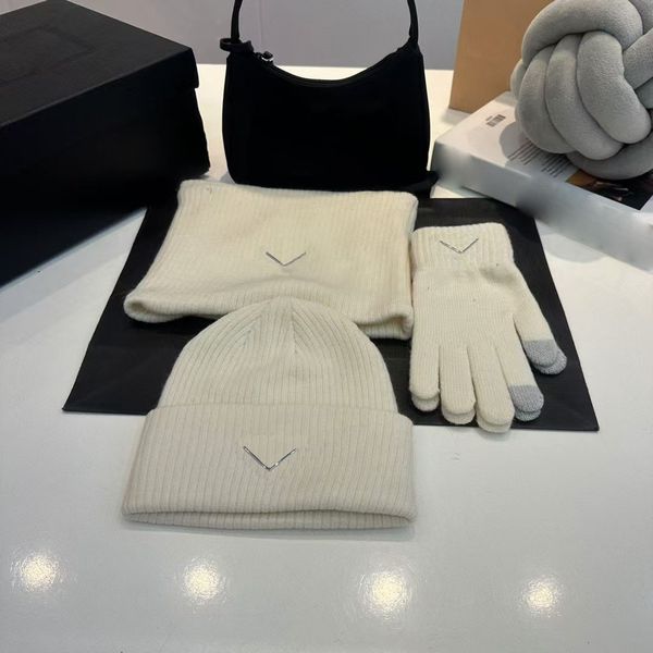 

Winter Knitted Gloves Set Designer Beanie Cap Scarf and Touchscreen Mittens for Men Women, Black