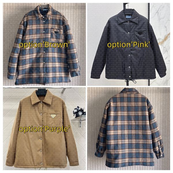 

Fashion Clothing Women's Plaid cotton padded shirt-style jacket, Yellow