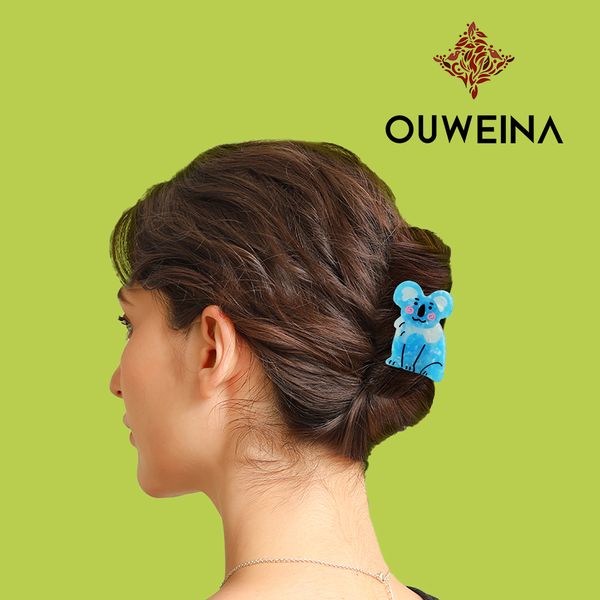 

Cute Koala Grab Clip Medium Blue Acetate Hair Clip Female Back of Head Plate Hair Grab Shark Clip Hair Card Headdresses