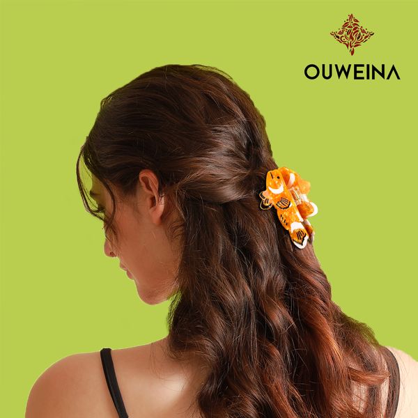 

Autumn new yellow fish acetate handmade patchwork grasp clip original plate hair back of the head shark clip