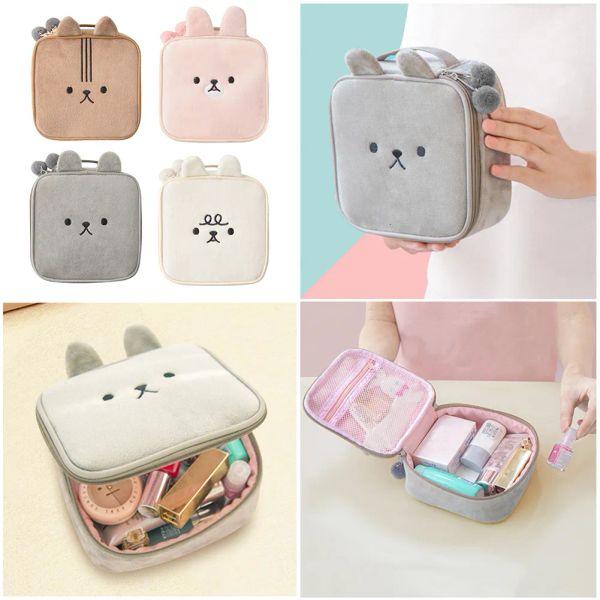 

Portable Kawaii Soft Plush Bunny Pouch Cute Bags Large Capacity Travel Organizer Makeup Brushes Pouches Cosmetic Cases BFP2411025 PTP1, Pink