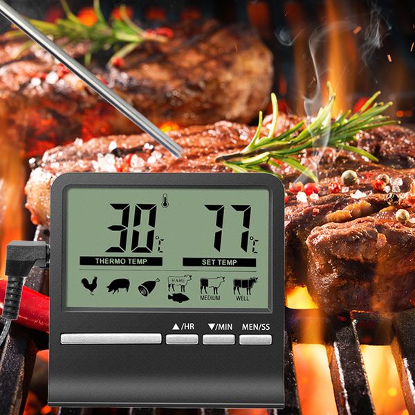Large LCD Digital Kitchen Food Meat Cooking Thermometer for BBQ Grill Oven Smoker Baking Alarm Timer