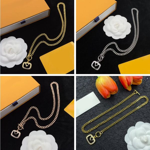 

Chain Necklace Luxury Designer Crystal Letters Charm For Woman Mens Pendant Necklace Silver Gold Plated Stainless Steel Choker Chain Necklace Fashion Jewelry Gift