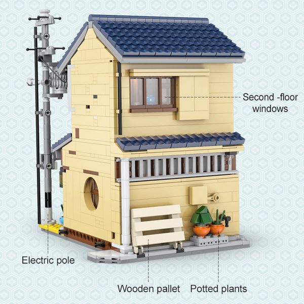 

Pcs 1200 Cada LED City Japanese Tea Shop House Architecture Building Blocks Friends Shop Figures Bricks Toys for Kid Gifts