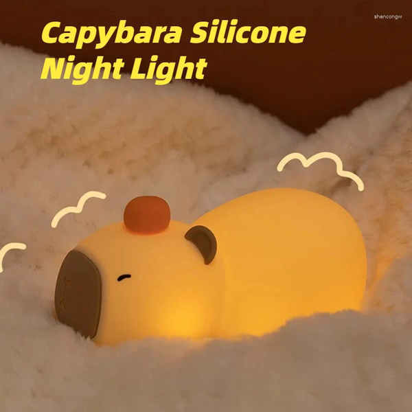 

Lights Night Cute Capybara Light Silicone Animal Lamp Children Gifts USB Rechargeable Dimmable Sleeping Nightlights For Bedroom Decor lights