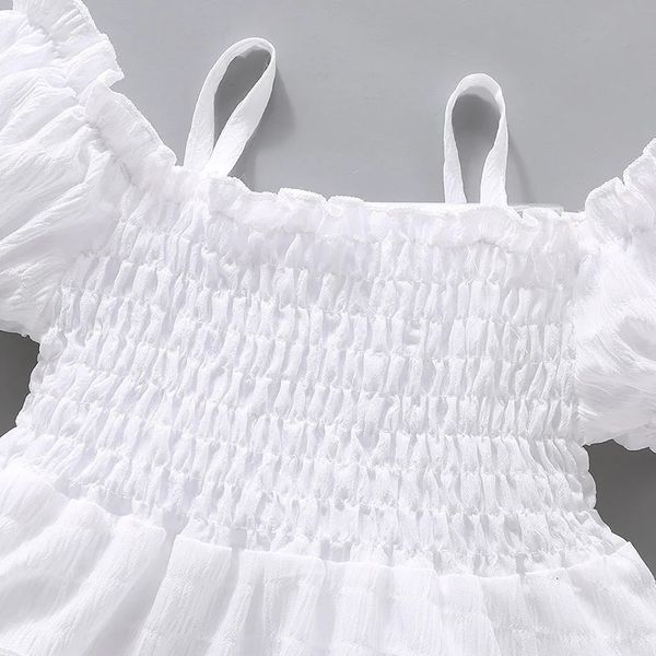 

New Summer Girls Dress Style Wer Bud Sleeve Spliced Cake Childrens Year Old Fashion Princess Skirt 2b96, Brown