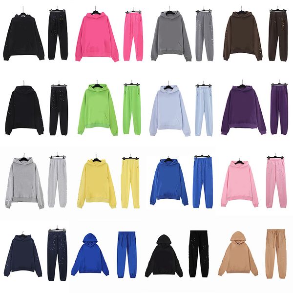 

Fashion 2-Piece Hoodies Pants Suits Set for Men and Women in Pink and Black, Ivory
