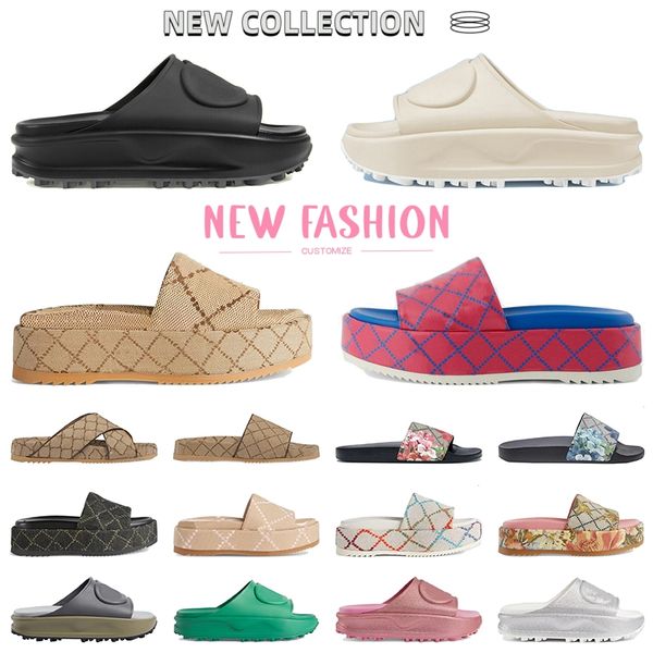 

slide Luxurys Designers Slippers For Men Women Slides Flats Leather Rubber Platform Flip Flops Gear Bottoms Beach Loafers Sandals Sliders Scuffs 35-45, Dark green